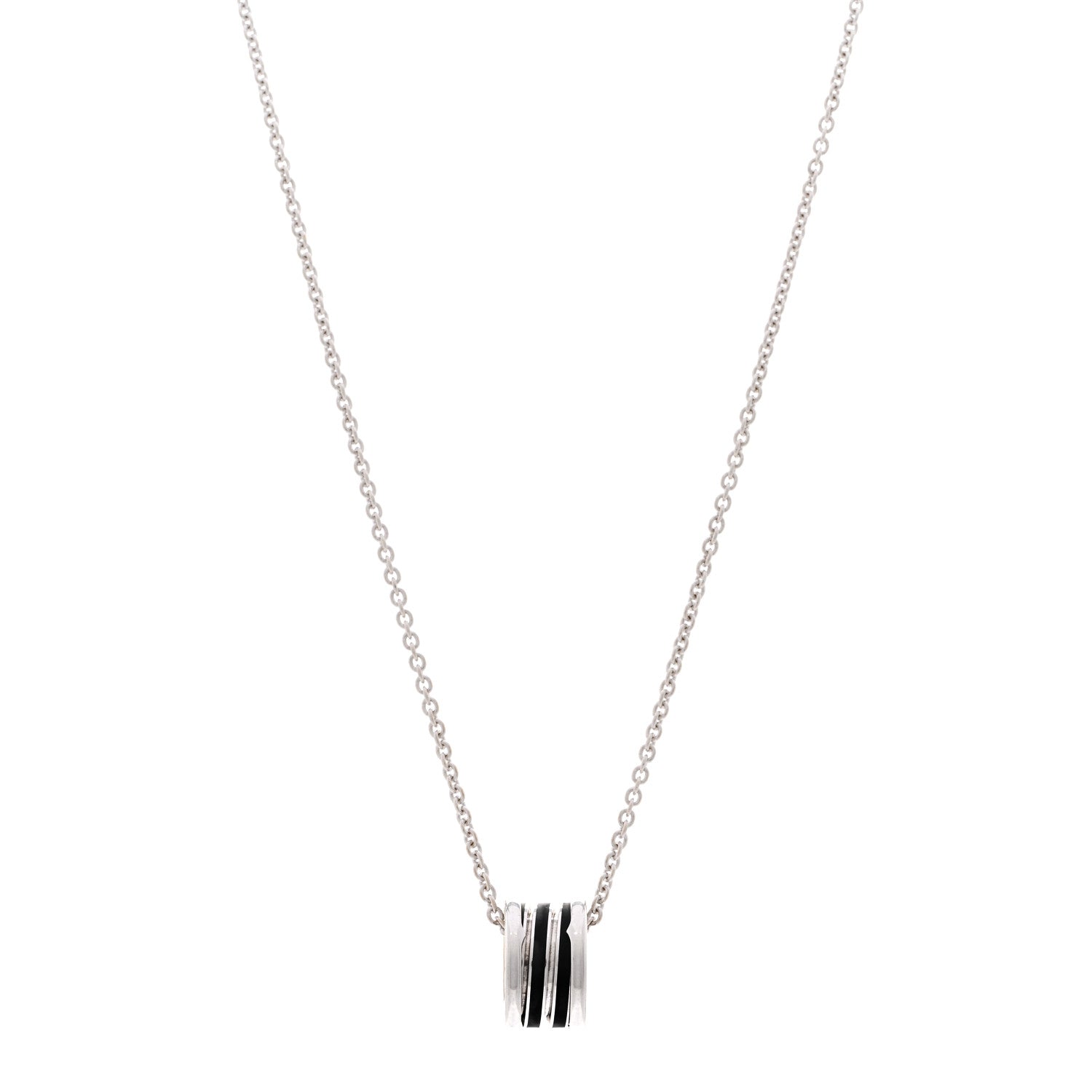 Bulgari 18K White Gold Black Enamel B.zero1 Pendant Necklace 1 of 4