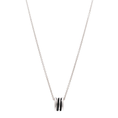 Bulgari 18K White Gold Black Enamel B.zero1 Pendant Necklace 1 of 4