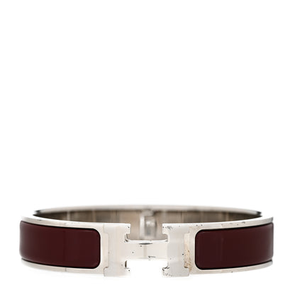Hermes Enamel Narrow Clic Clac H Bracelet PM Burgundy 1 of 8