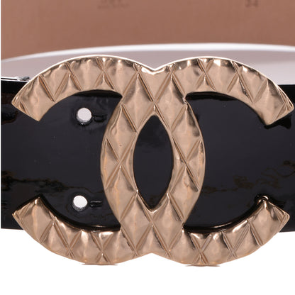 Chanel Patent Leather Gold CC Belt 85 34 Black 6 of 6
