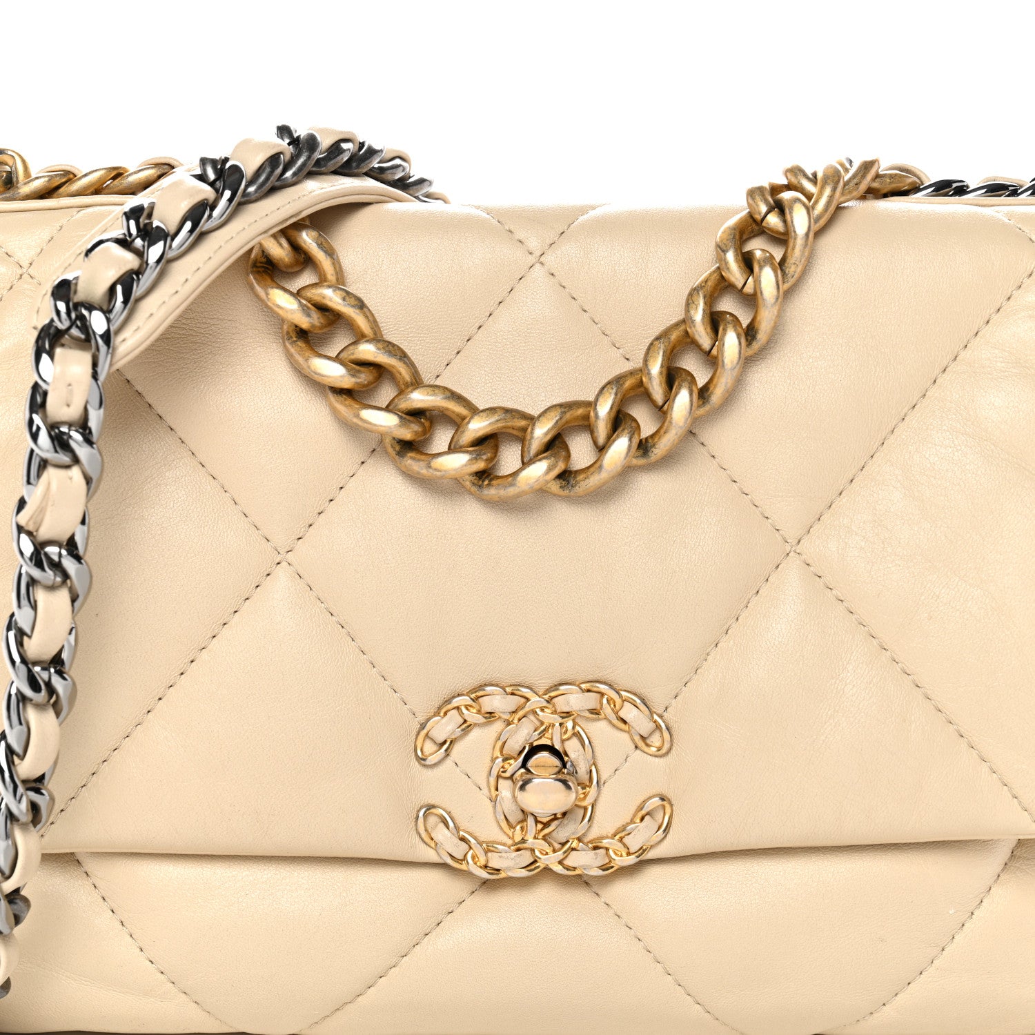 Chanel Lambskin Quilted Medium Chanel 19 Flap Light Beige 8 of 12