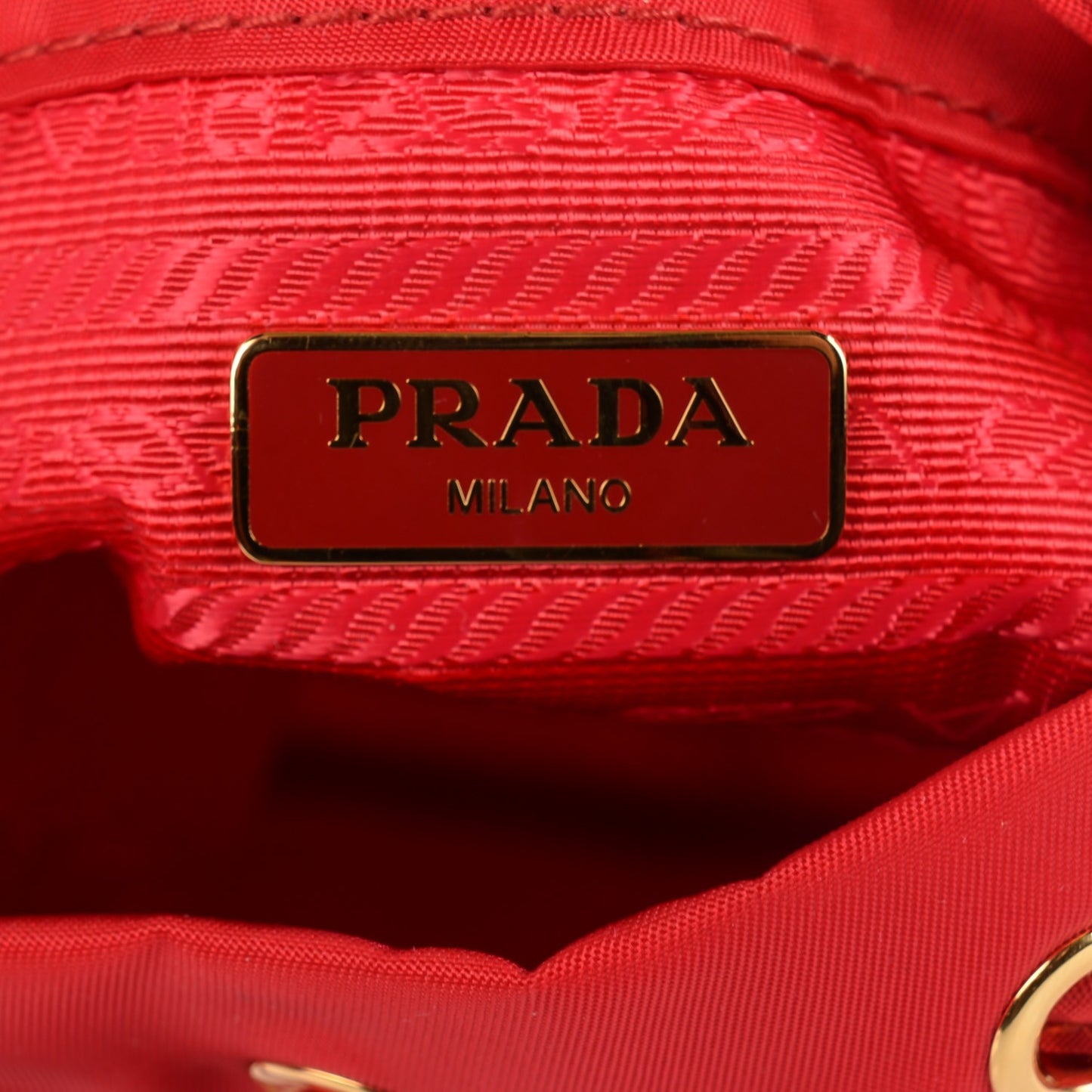 Saffiano Tessuto Nylon Mini Bucket Crossbody Bag Rosso