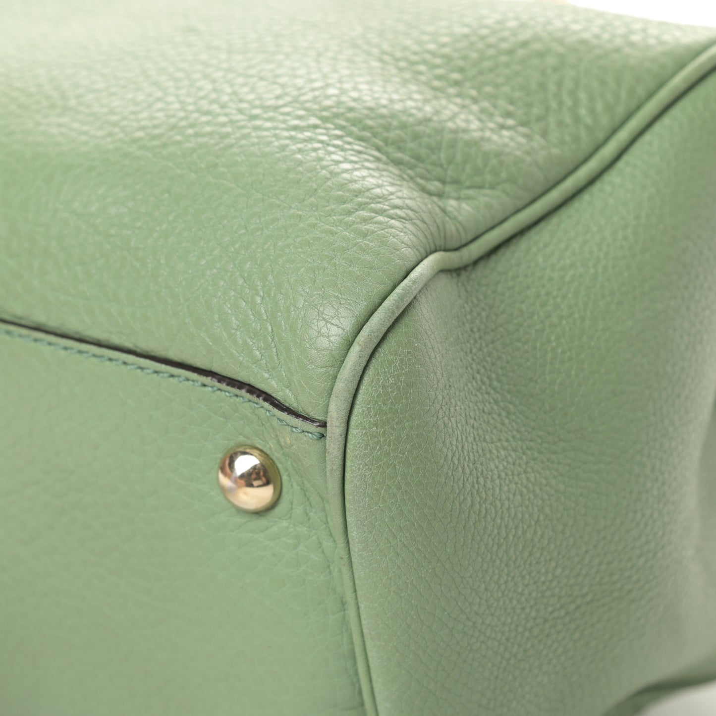 Pebbled Calfskin Medium Bamboo Shopper Tote Green