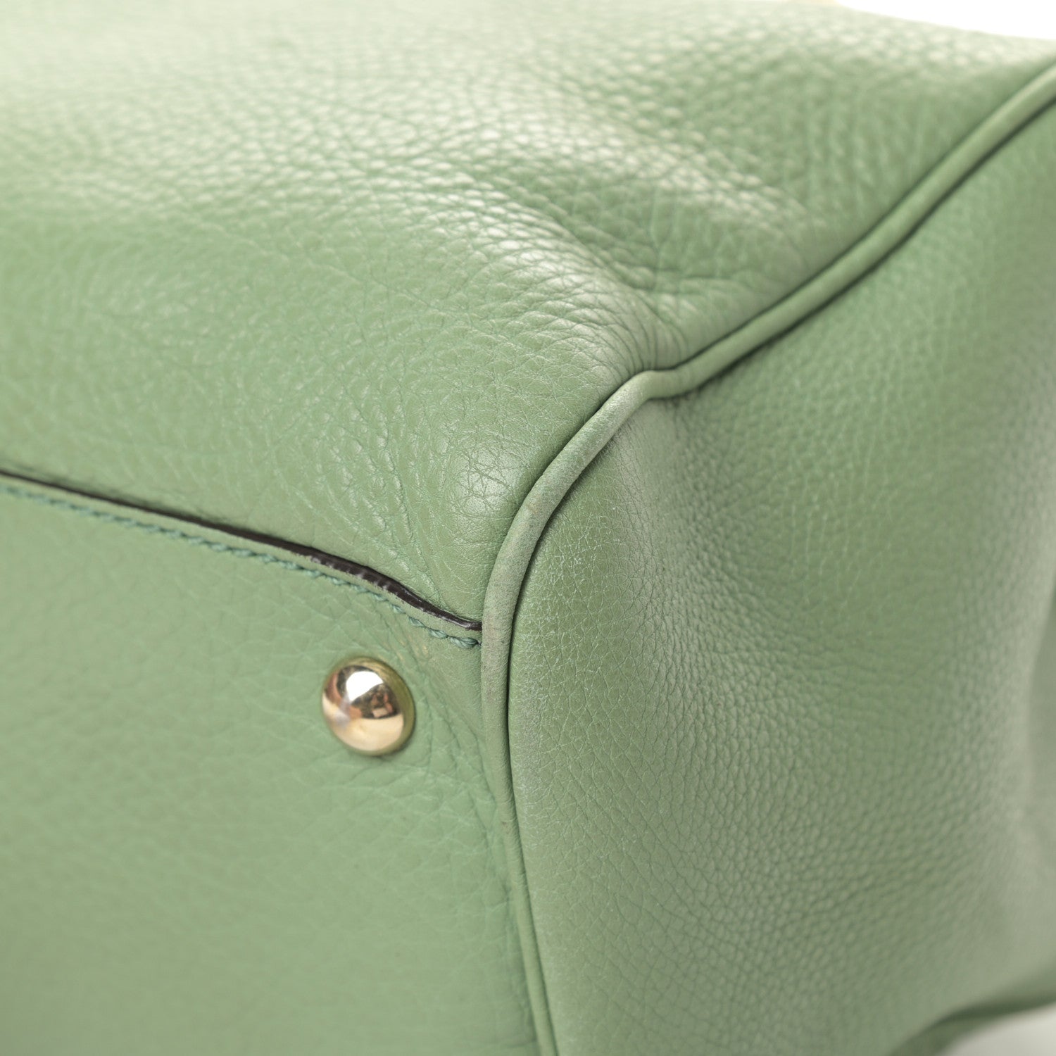 Gucci Pebbled Calfskin Medium Bamboo Shopper Tote Green 10 of 15