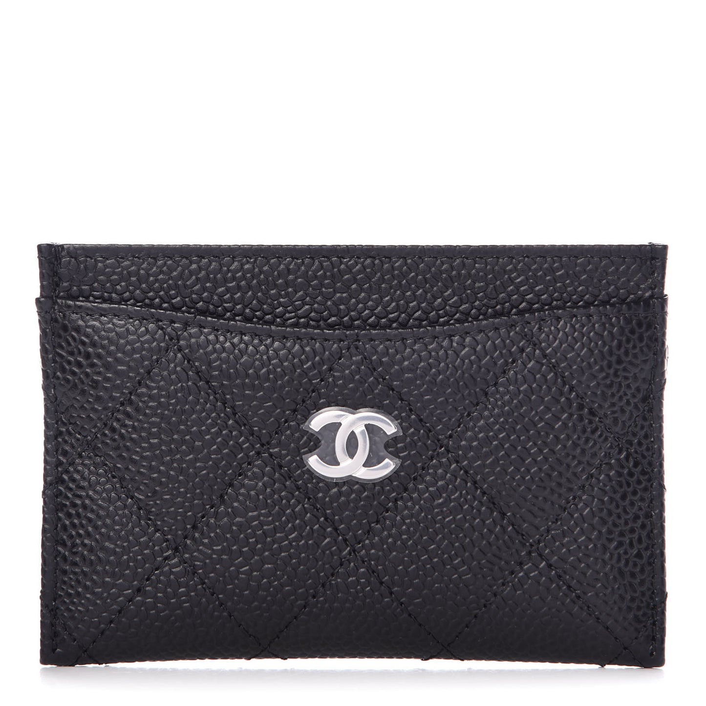 Caviar Quilted Card Holder Black