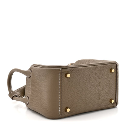 Hermes Taurillon Clemence Mini Lindy 20 Etoupe 3 of 10