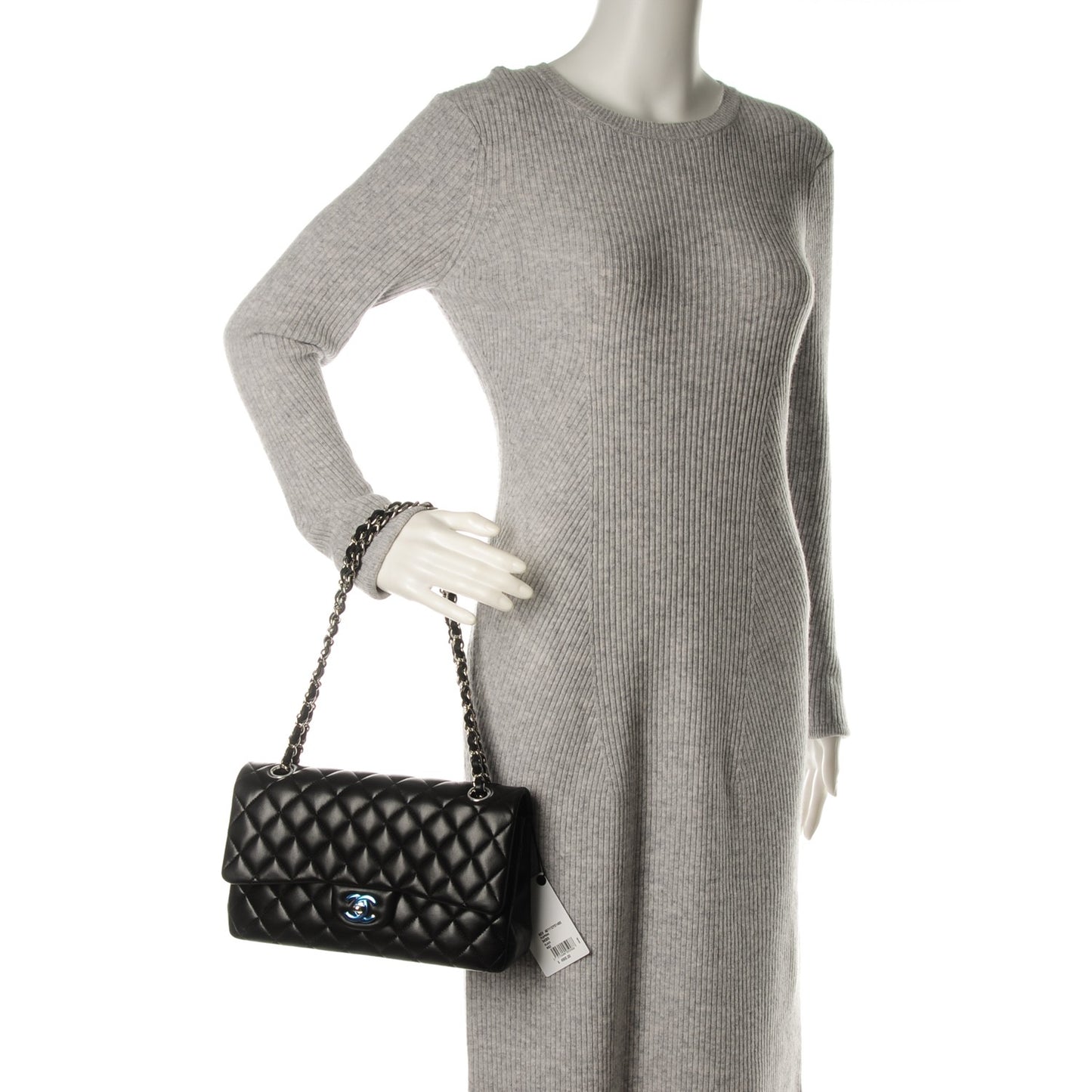 Lambskin Quilted Medium Double Flap Black