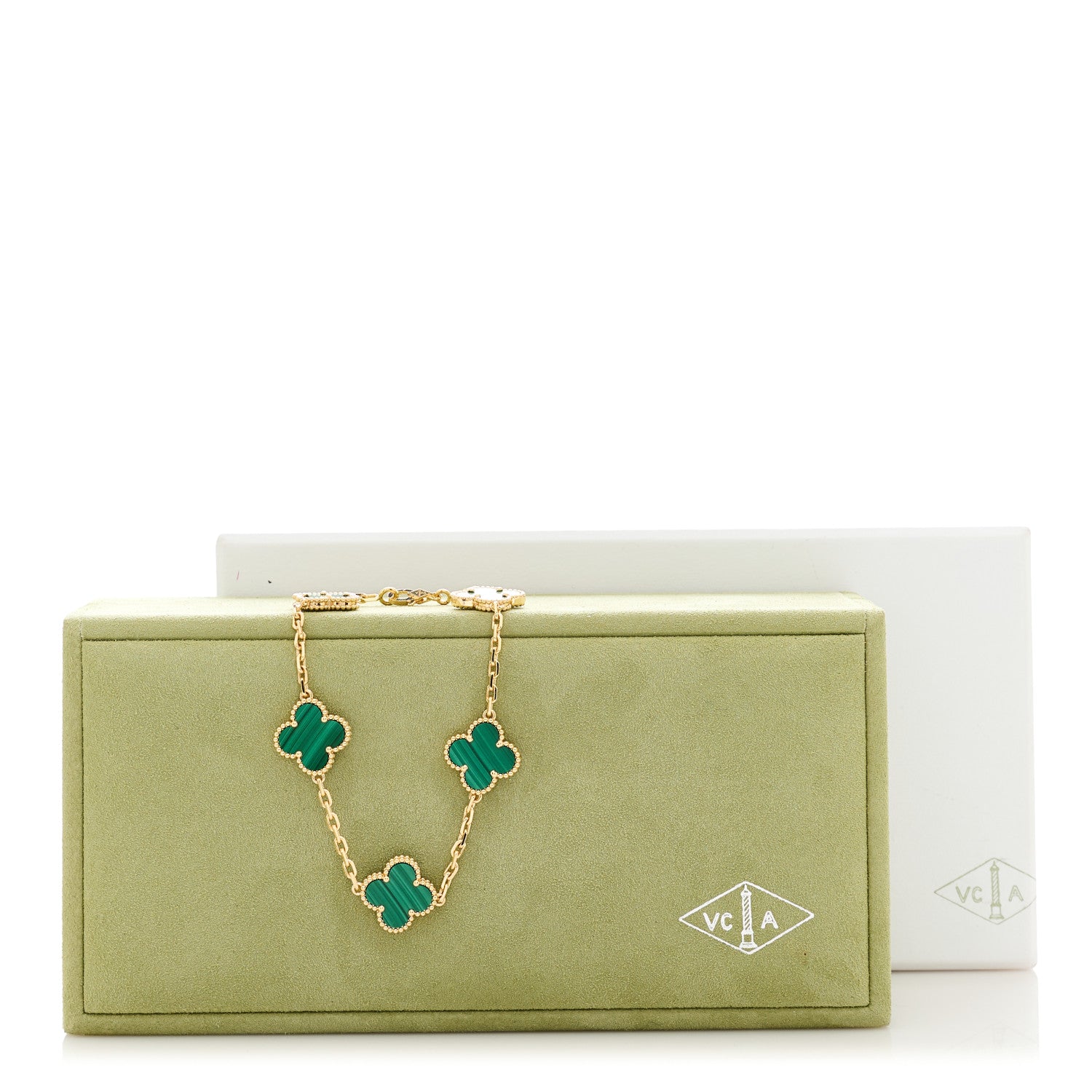 Van Cleef & Arpels 18K Yellow Gold Malachite 5 Motifs Vintage Alhambra Bracelet 5 of 5