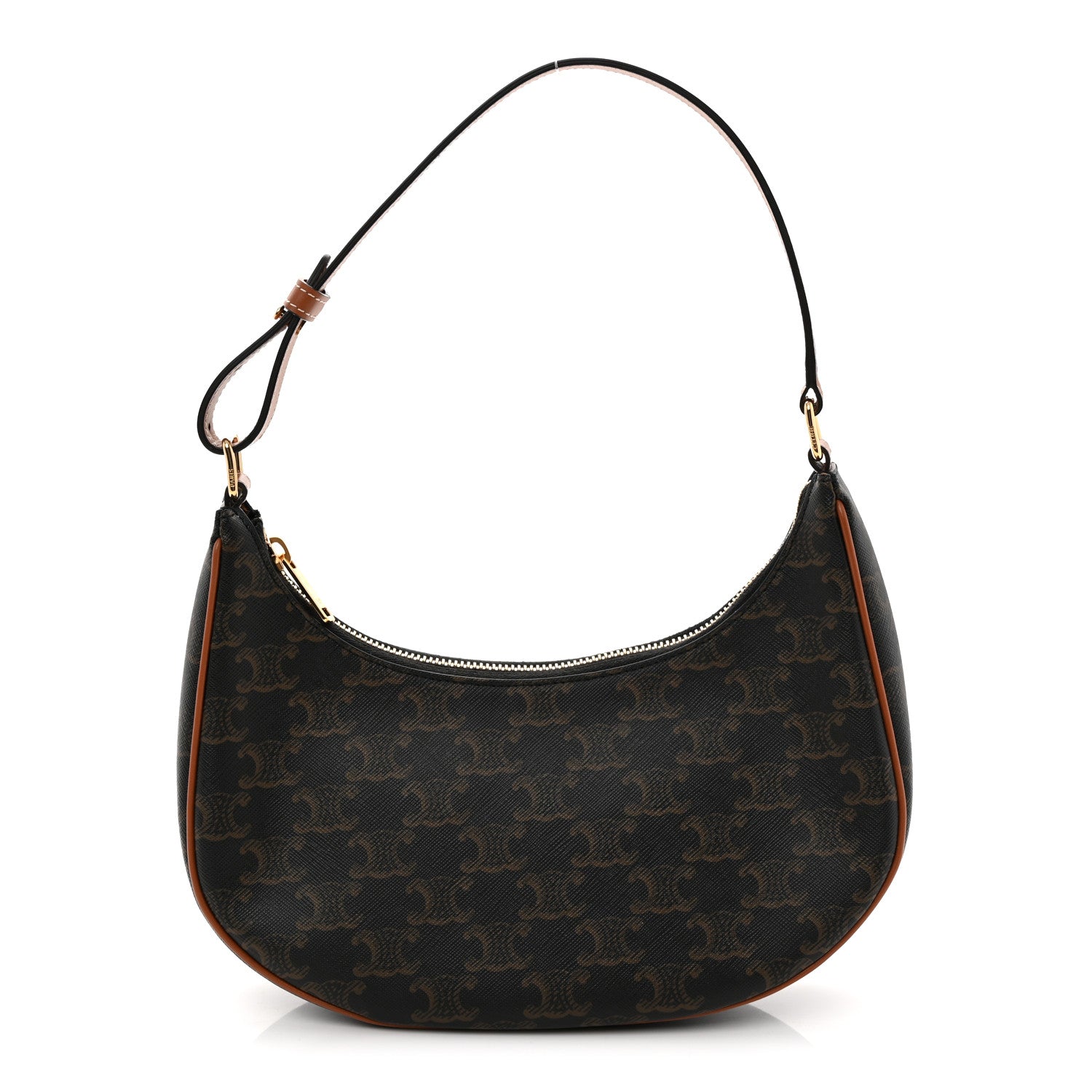 Celine Triomphe Canvas Calfskin Ava Shoulder Bag Tan 1 of 9