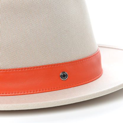 Hermes Toile Lambskin Ossie Hat 59 Noisette Rubis 8 of 9