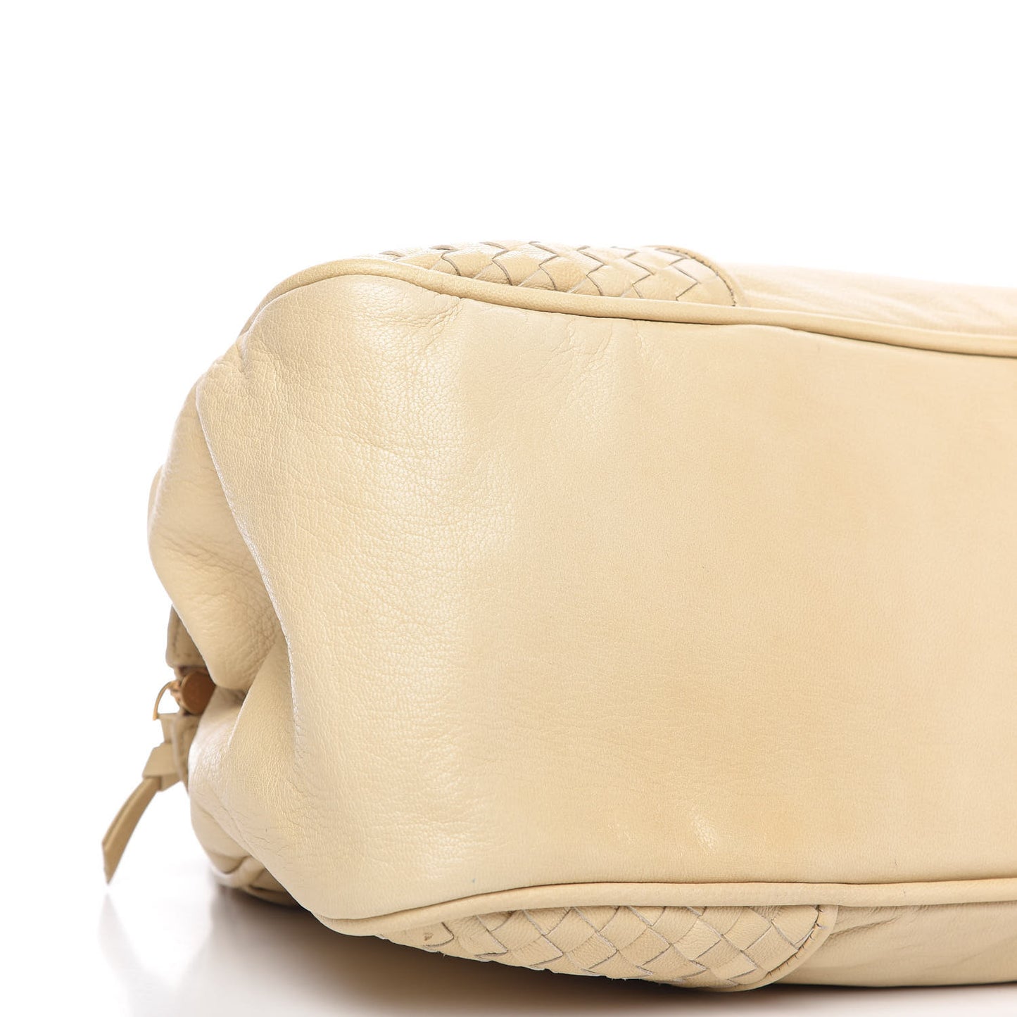 Goatskin Intrecciato Satchel Beige