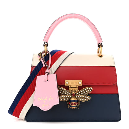 Gucci Calfskin Sylvie Web Small Queen Margaret Top Handle Bag Blue Agata Hibiscus Red Mystic White Sugar Pink 1 of 13