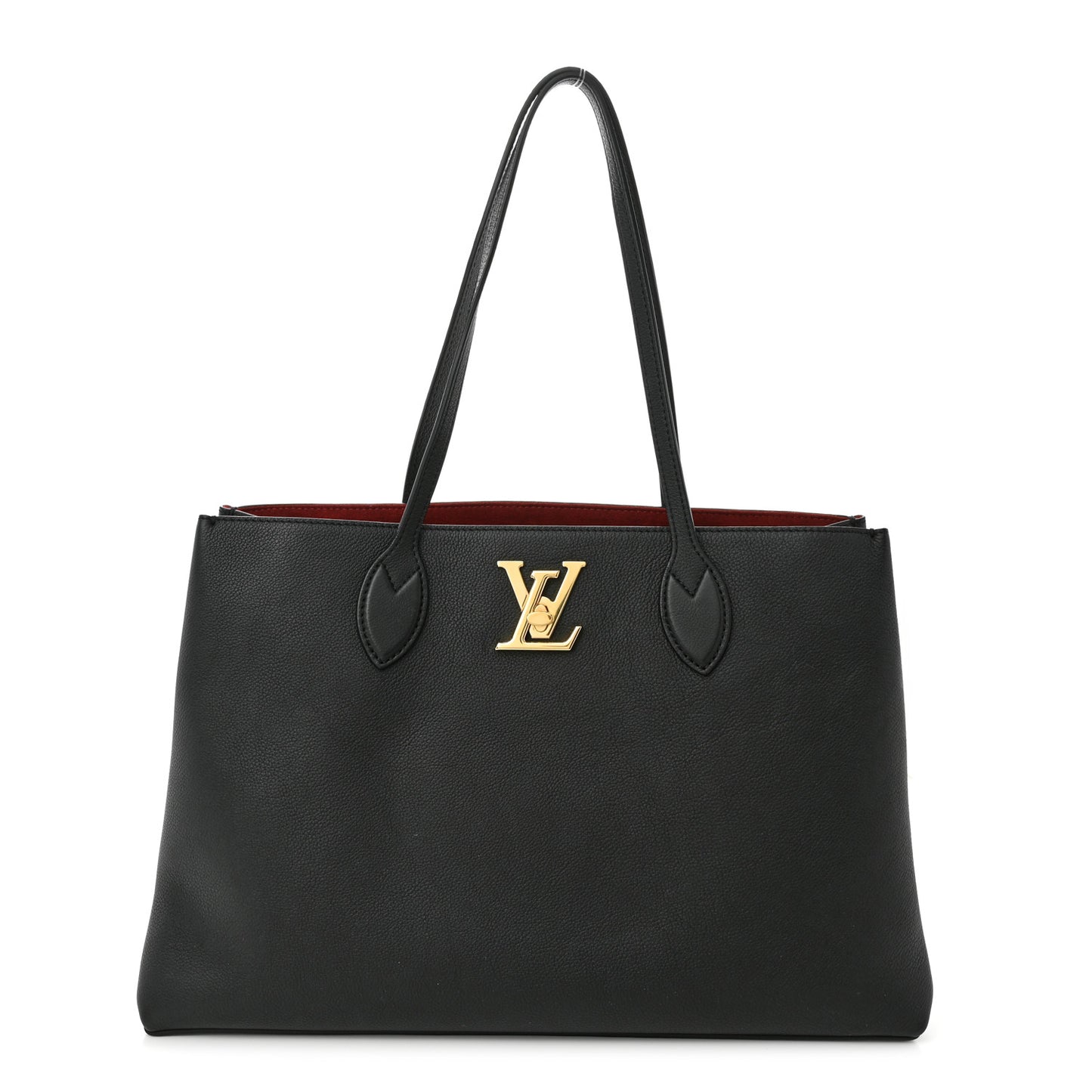 Grained Calfskin Lockme Shopper Black