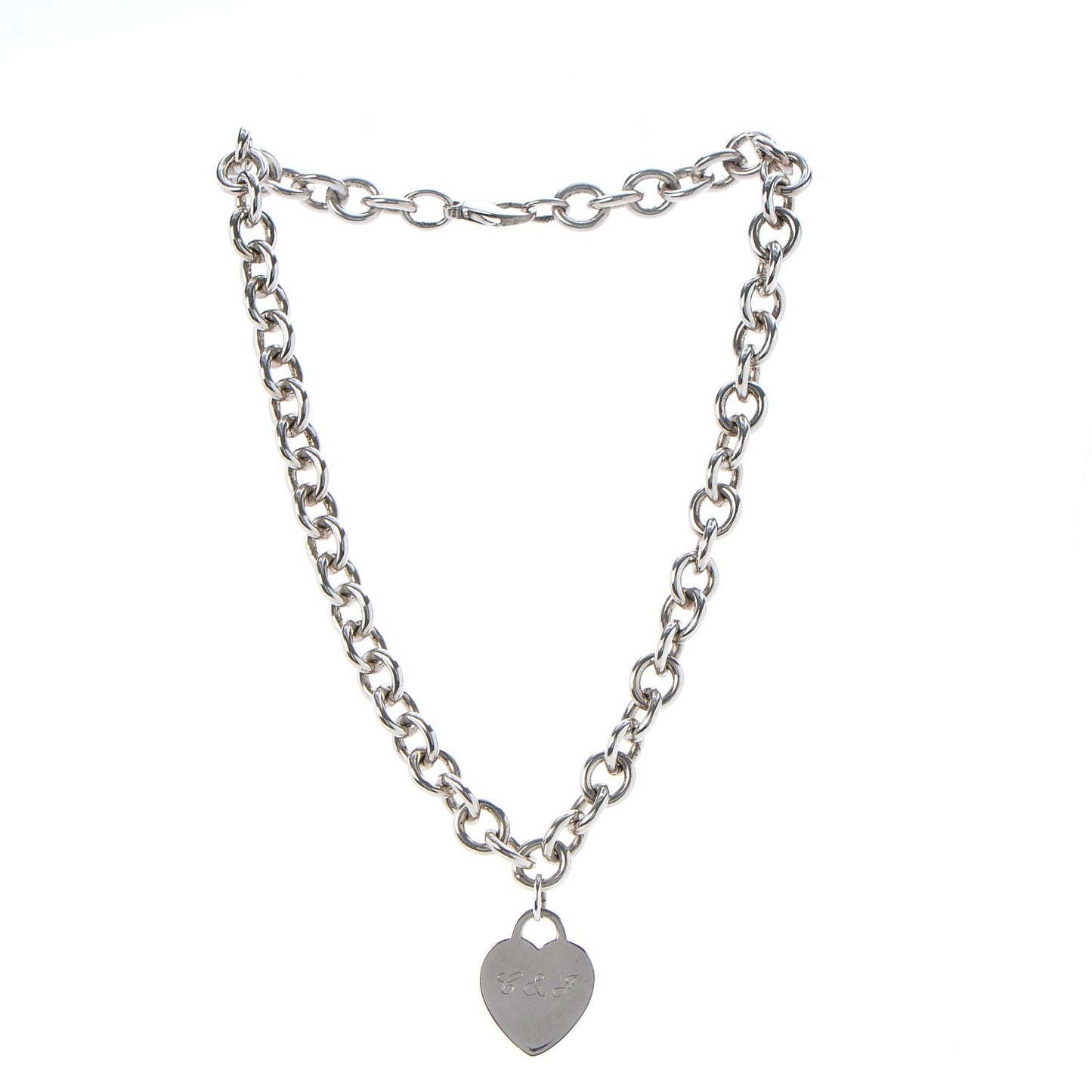 Sterling Silver Heart Tag Necklace