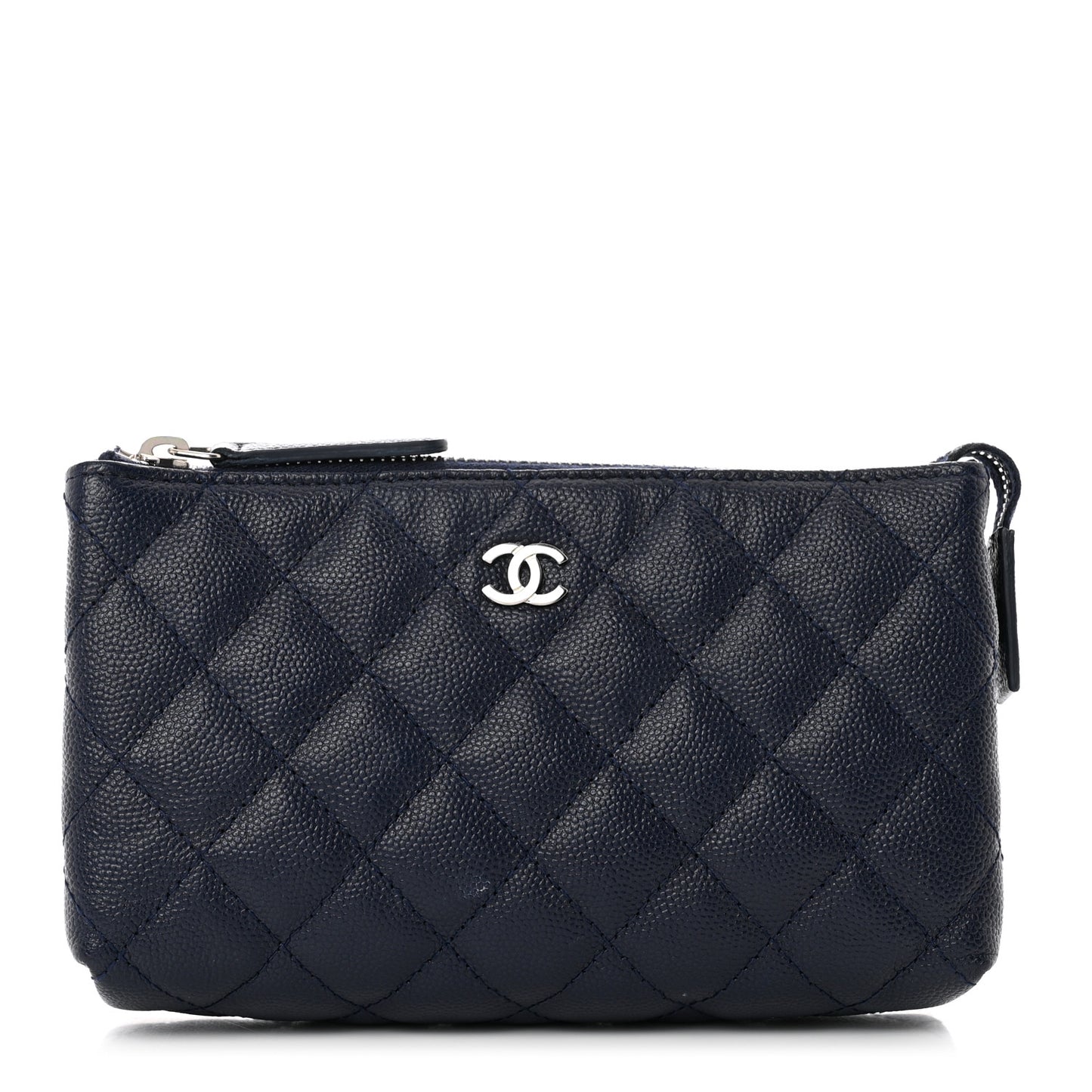 Caviar Quilted Cosmetic Case Navy