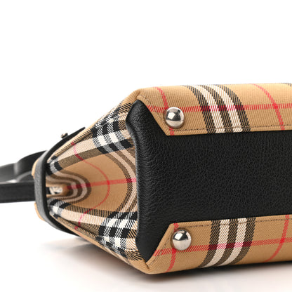 Burberry Goatskin Vintage Check Small Banner Tote Black 10 of 11