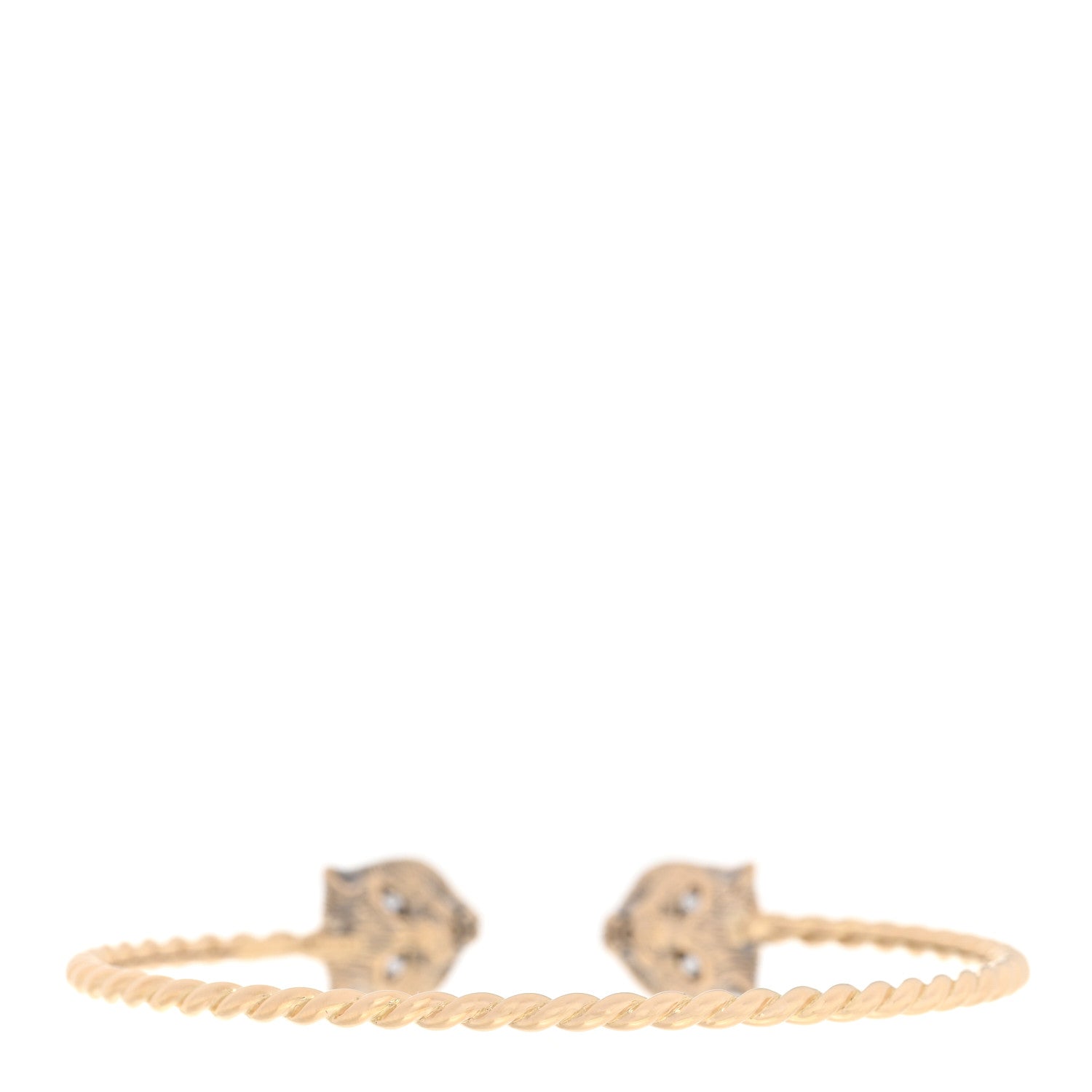 Gucci 18K Yellow Gold Diamond Aquamarine Pink Tourmaline Marche des Merveilles Feline Cuff Bracelet 2 of 4