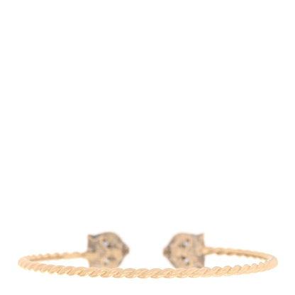 Gucci 18K Yellow Gold Diamond Aquamarine Pink Tourmaline Marche des Merveilles Feline Cuff Bracelet 2 of 4