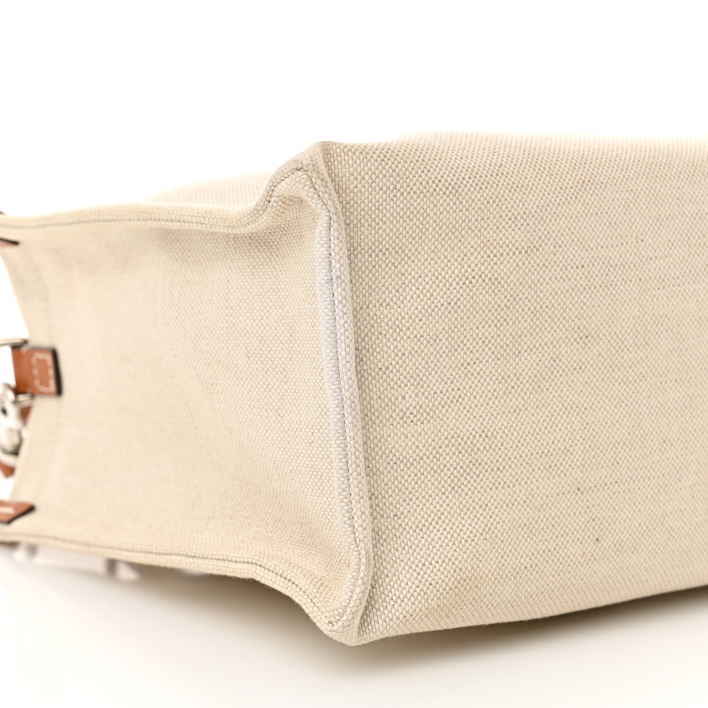 Canvas Calfskin Logo Print Medium Tote Bag Brown