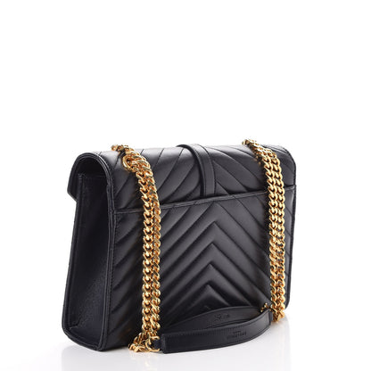 Saint Laurent Lambskin Matelasse Chevron Medium Monogram Satchel Navy 3 of 7
