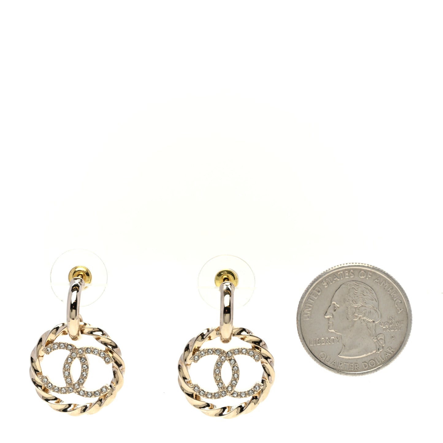 Twist Crystal CC Drop Earrings Gold