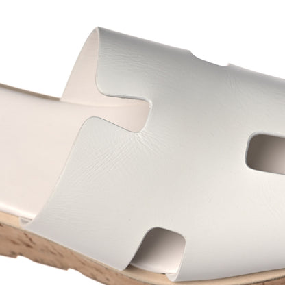 Hermes Calfskin Cork Eze 30 Sandals 38 White 9 of 10