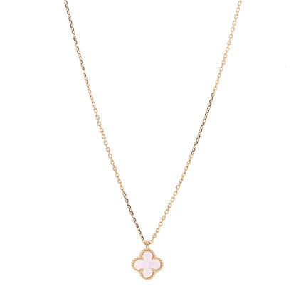 Van Cleef & Arpels 18K Yellow Gold Mother of Pearl Sweet Alhambra Pendant Necklace 1 of 6