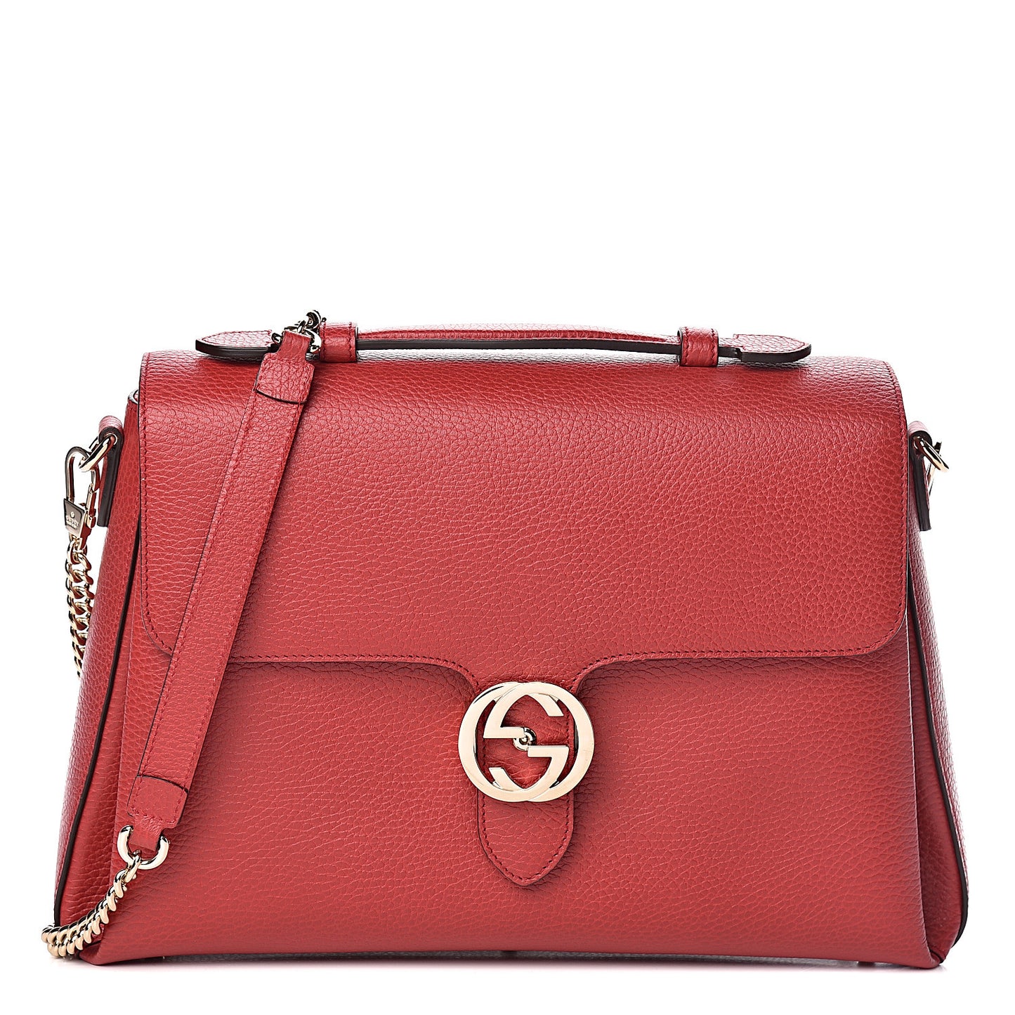 Dollar Calfskin Medium Interlocking G Top Handle Shoulder Bag Red