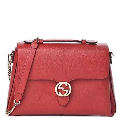 Gucci Dollar Calfskin Medium Interlocking G Top Handle Shoulder Bag Red 1 of 10