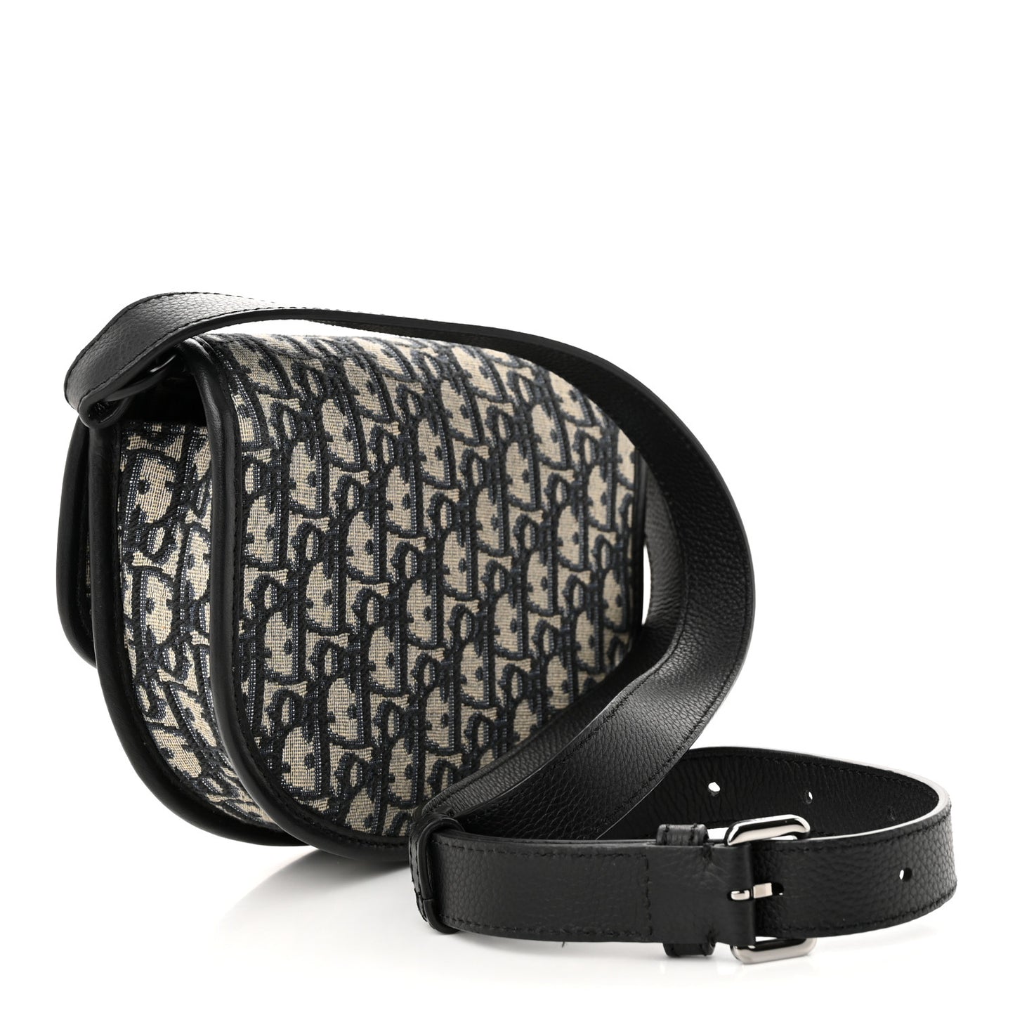 Oblique Grained Calfskin Mini Gallop Bag With Strap Black Beige