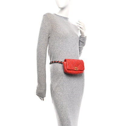Chanel Lambskin Quilted Chanel 19 Waist Bag Red 2 of 14