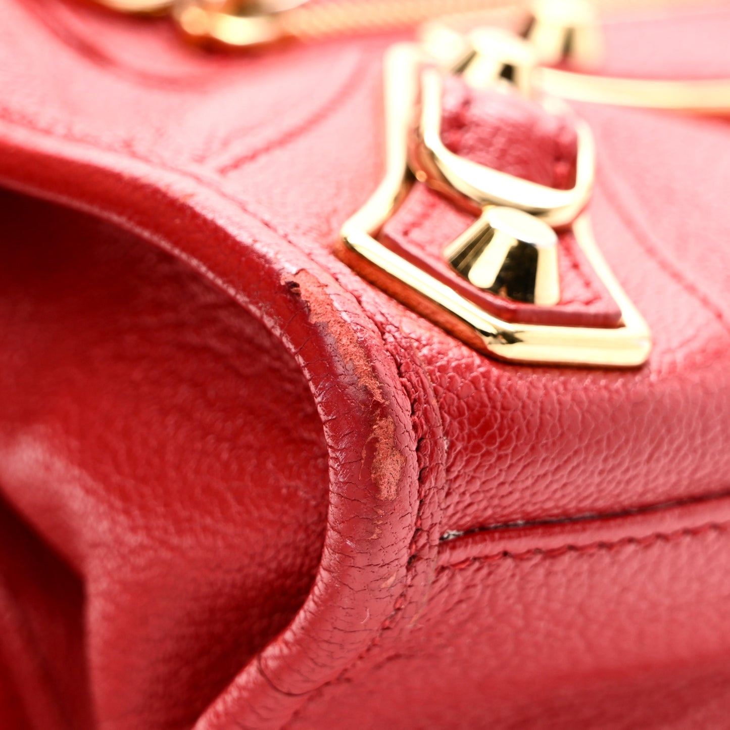 Chevre Gold Metallic Edge Hardware Mini City Rouge Grenade