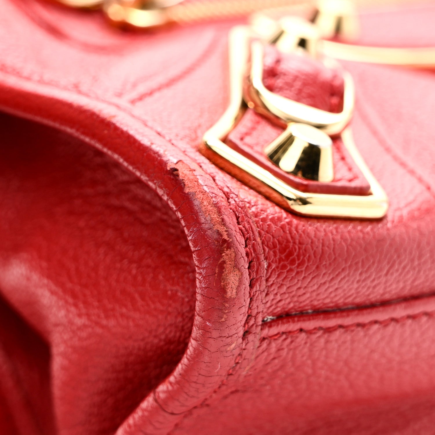 Balenciaga Chevre Gold Metallic Edge Hardware Mini City Rouge Grenade 12 of 12