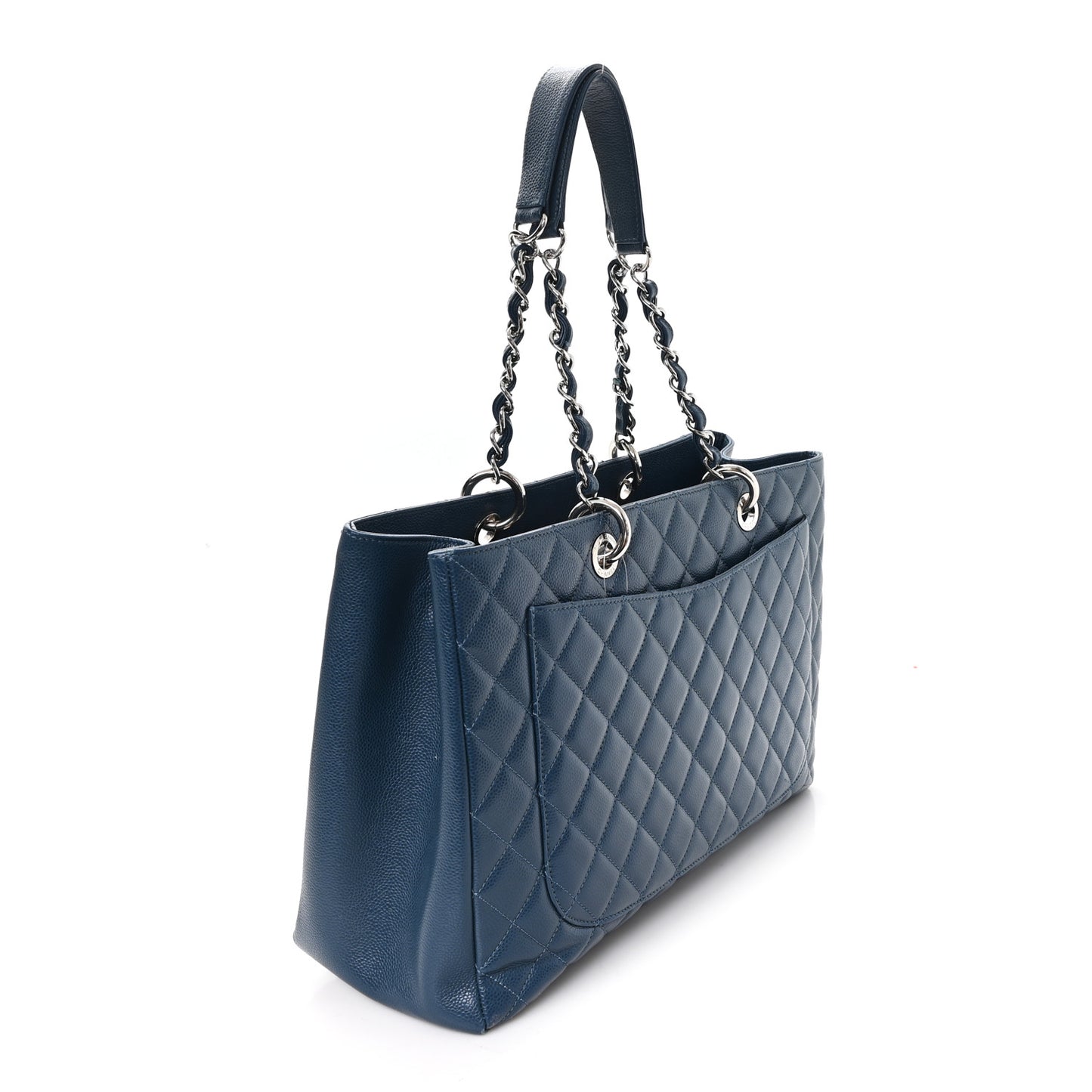 Caviar Quilted XL Grand Shopping Tote GST Dark Blue