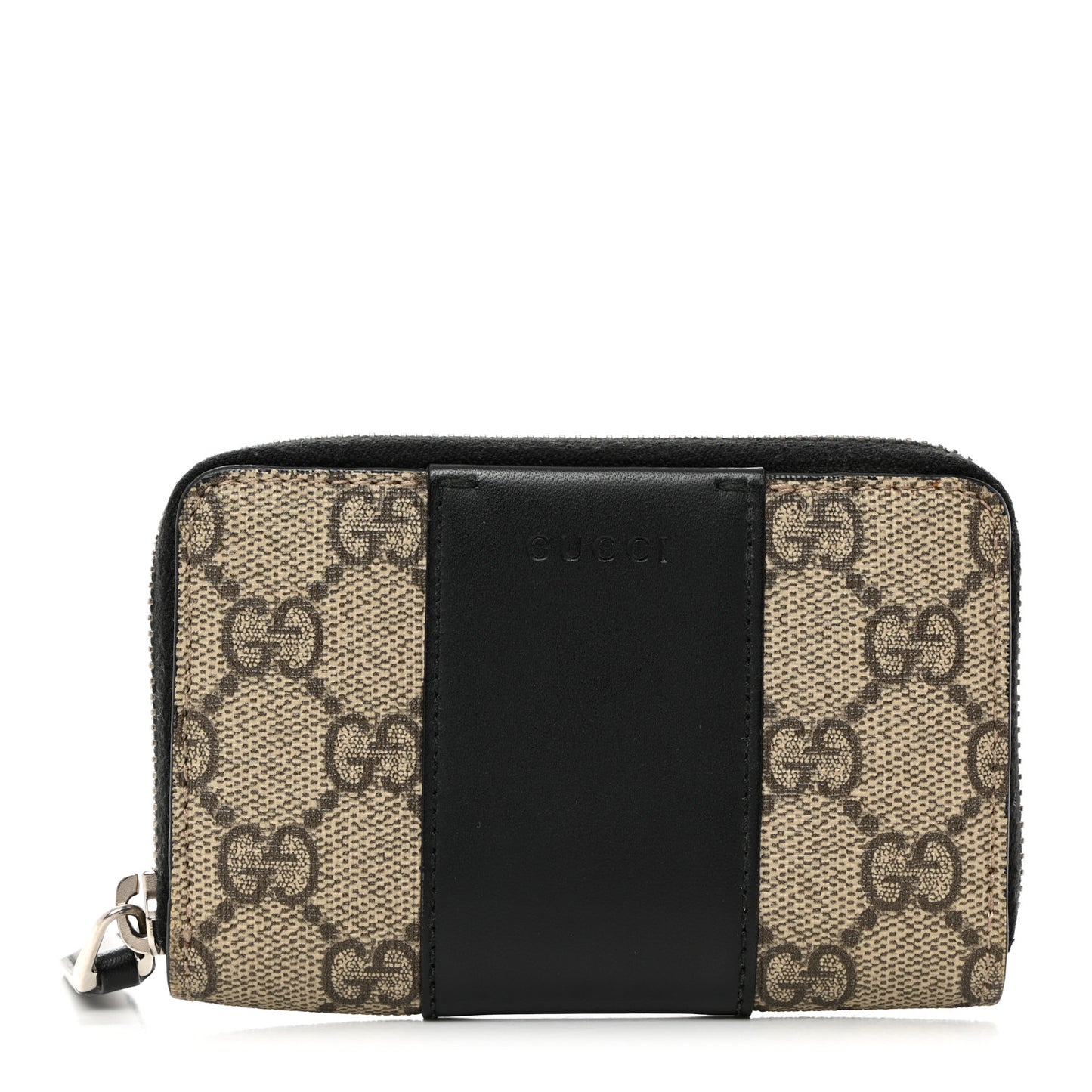 GG Supreme Monogram Zip Around Card Case Black