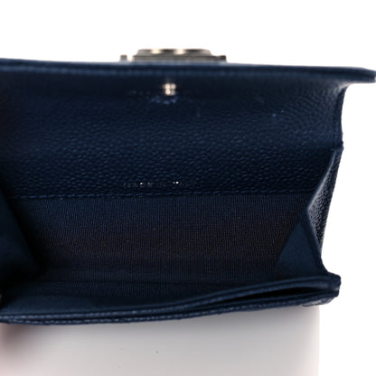 Chanel Caviar Chevron Quilted Boy Card Holder Wallet Navy 5 of 9