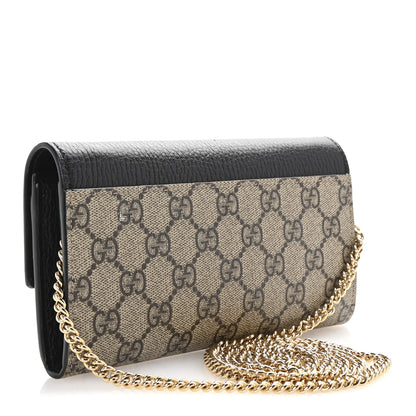 Gucci Dollar Calfskin GG Supreme Monogram Petite GG Marmont Wallet Chain Bag Black Beige Ebony 3 of 11