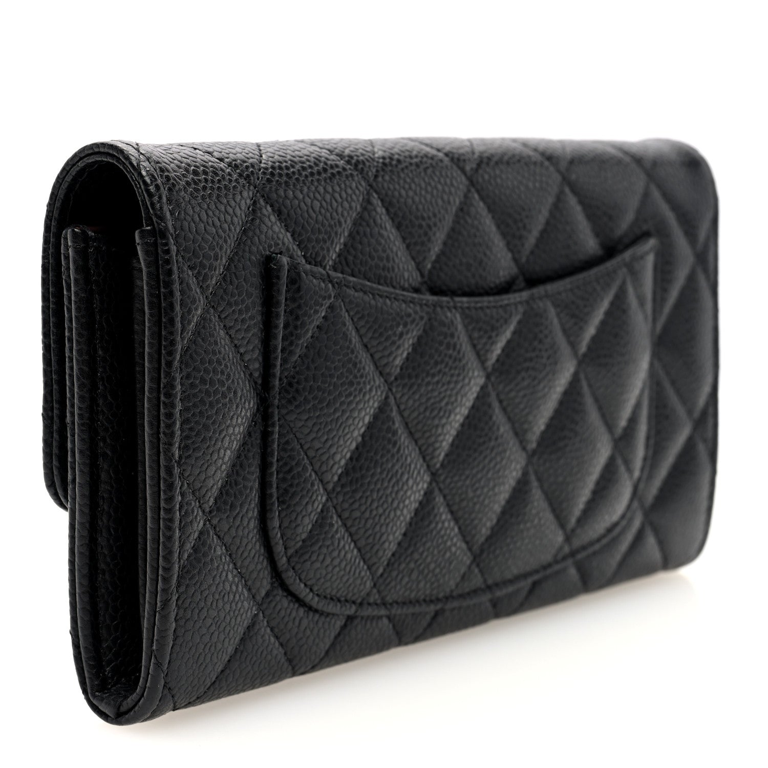 Chanel Caviar Quilted Large Gusset Flap Wallet Black 3 of 7