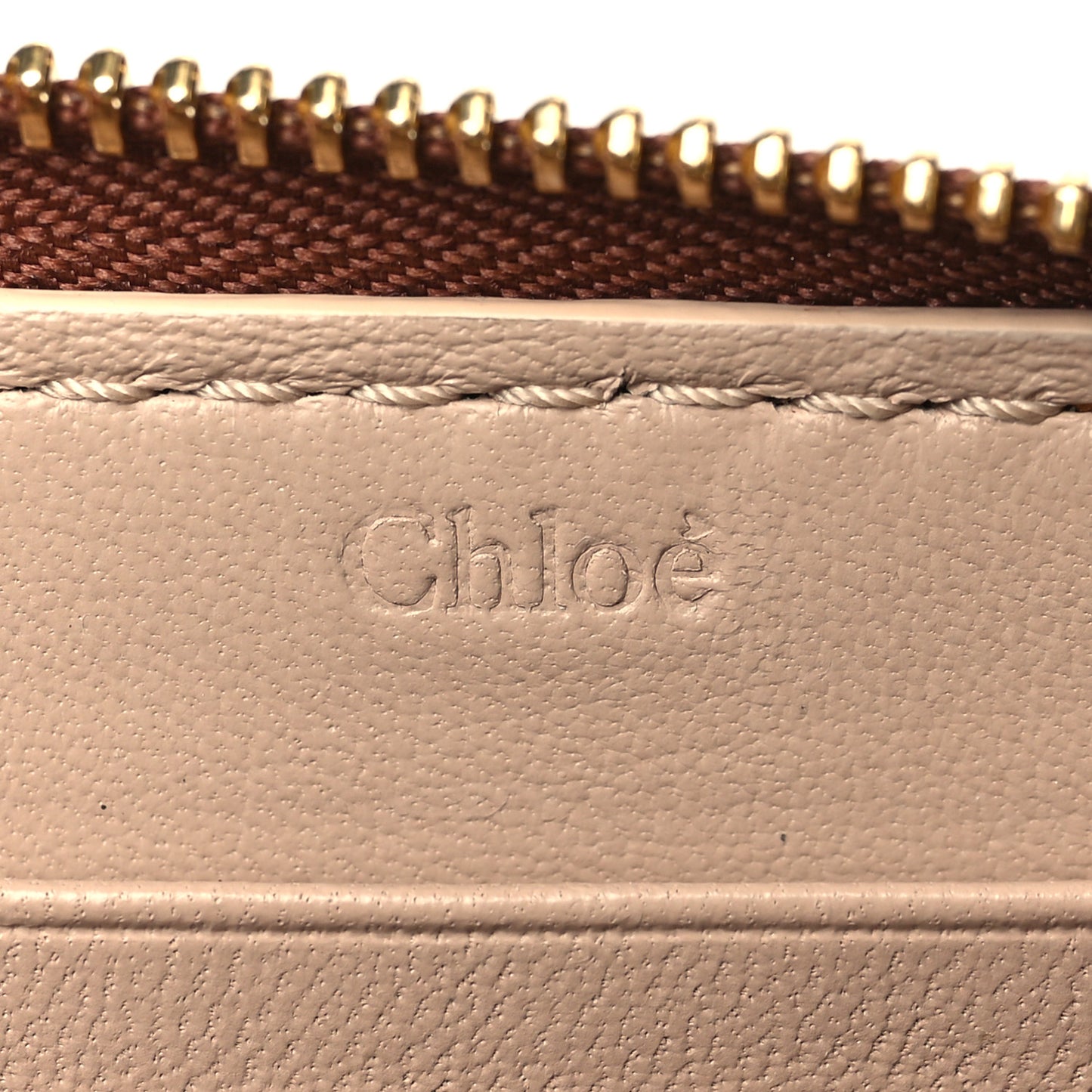 Grained Calfskin Marcie Long Zip Around Wallet Tan