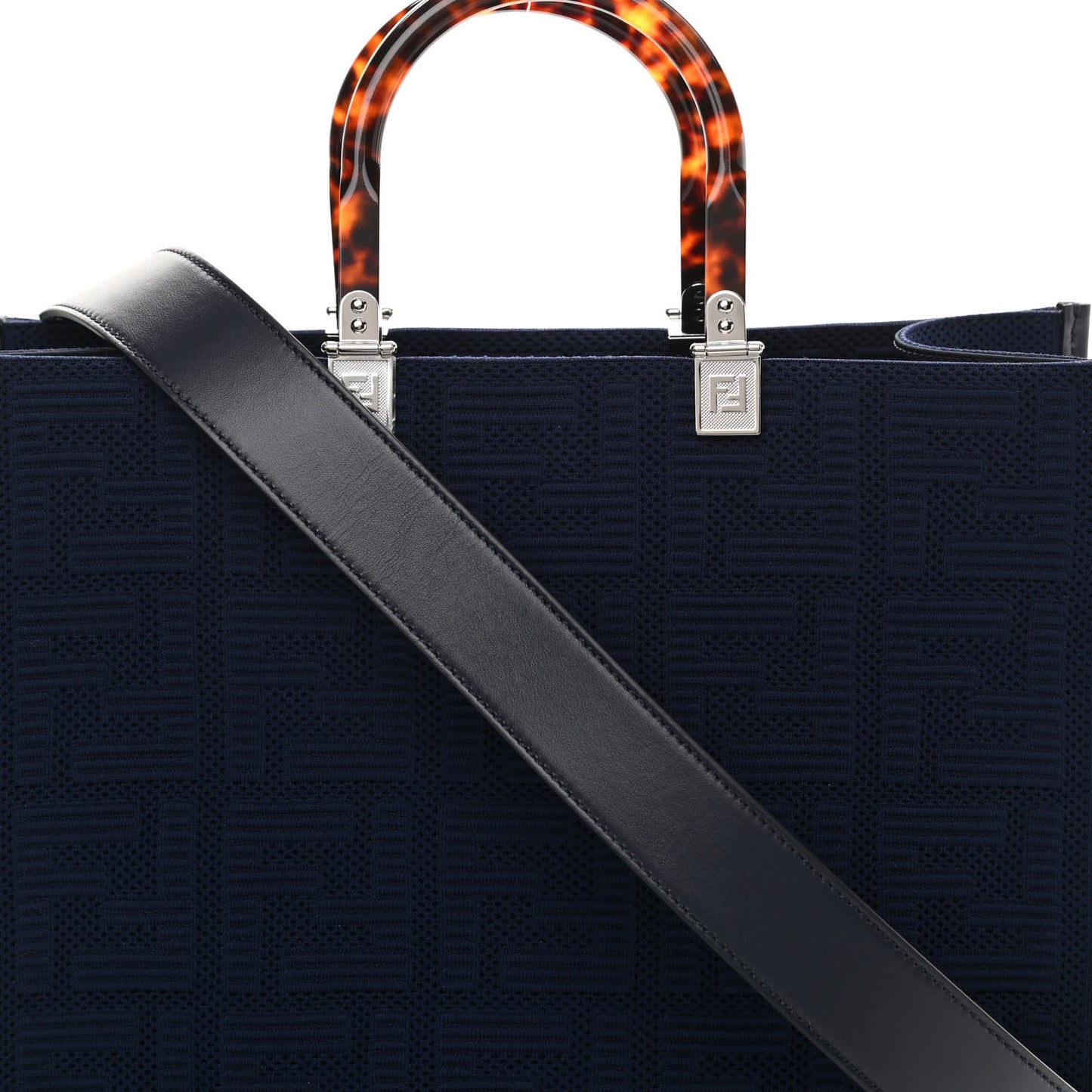 Technical Fabric Plexiglass FF Medium Fendi Sunshine Shopper Tote Marino