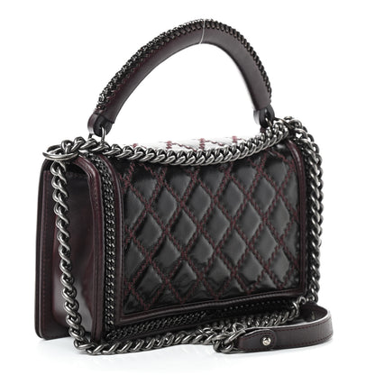 Chanel Goatskin Quilted New Medium Boy Handle Flap Burgundy 3 of 10