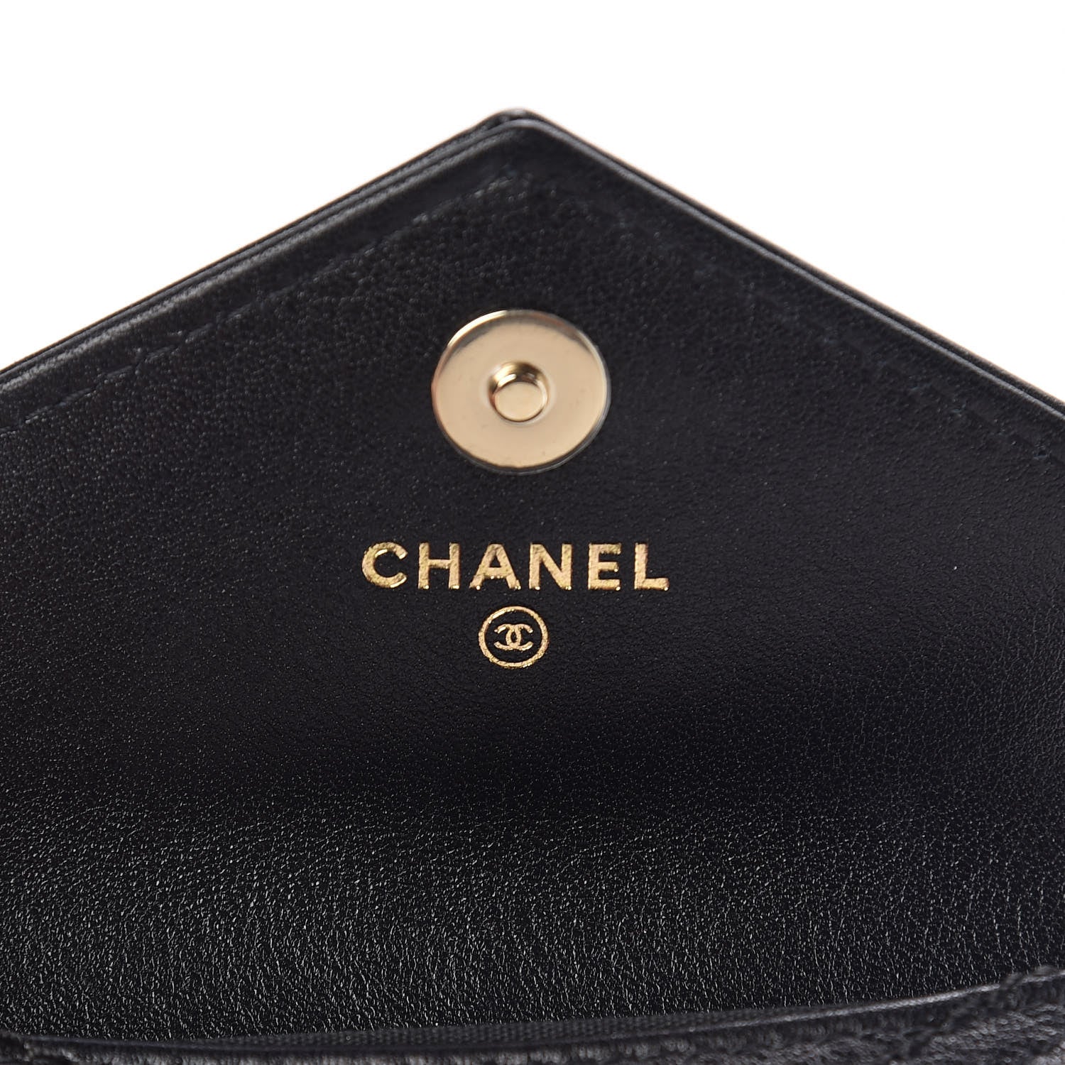 Chanel Calfskin Chevron Quilted Compact Flap Wallet Black 6 of 9
