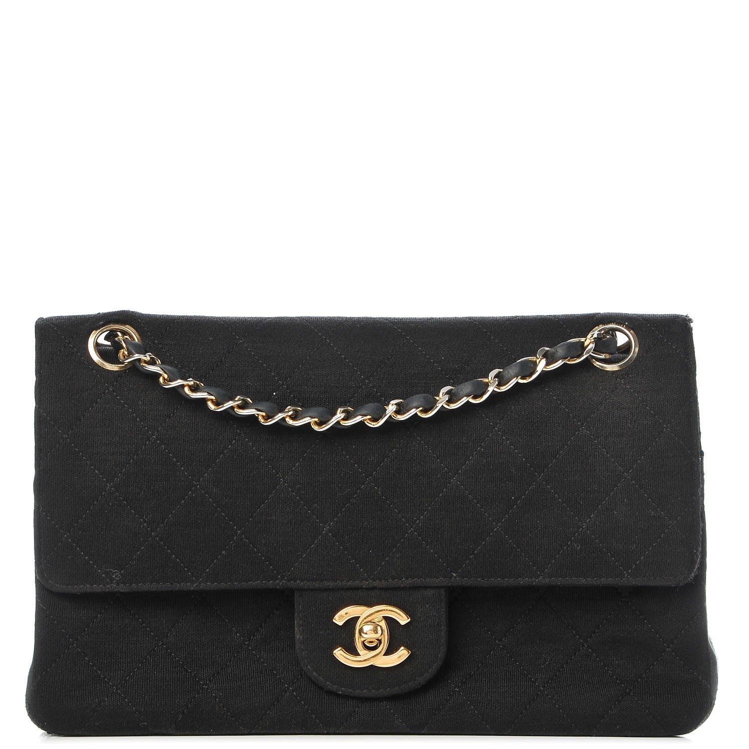 Chanel Jersey Quilted Medium Double Flap Black 1 of 27