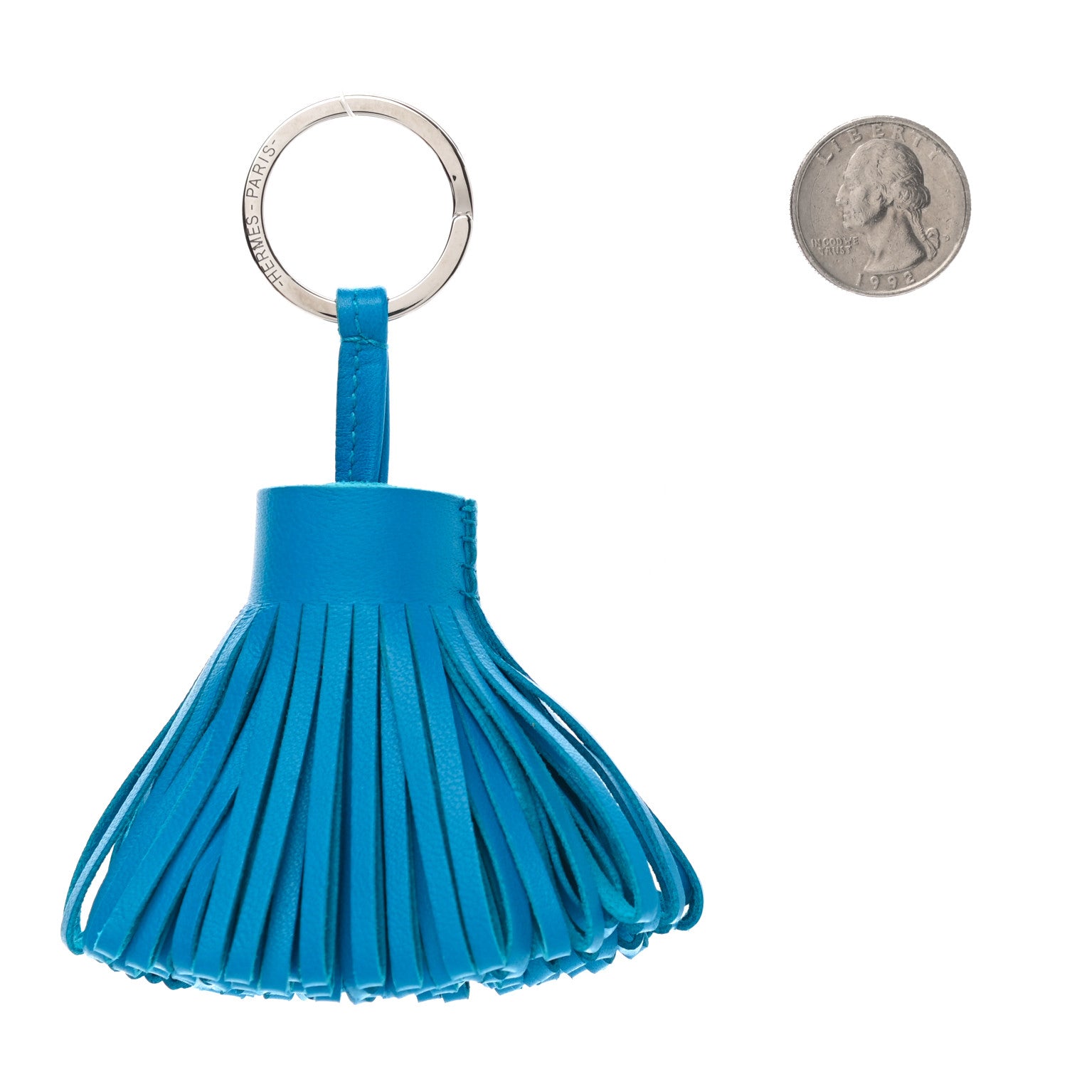 Hermes Lambskin Carmen Tassel Key Holder Bleu Zanzibar 2 of 5