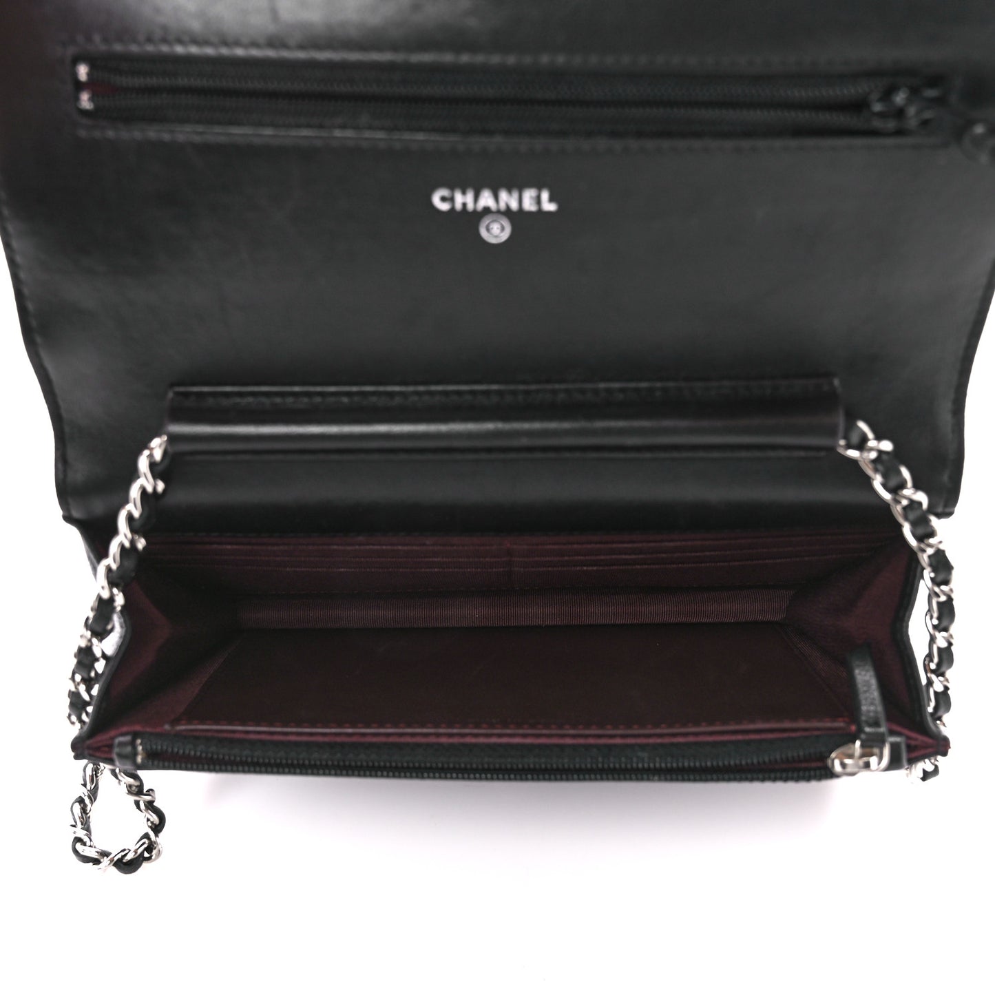 Lambskin Quilted Wallet On Chain WOC Black