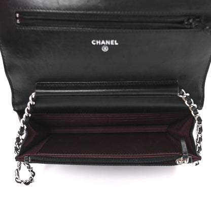 Chanel Lambskin Quilted Wallet On Chain WOC Black 5 of 11