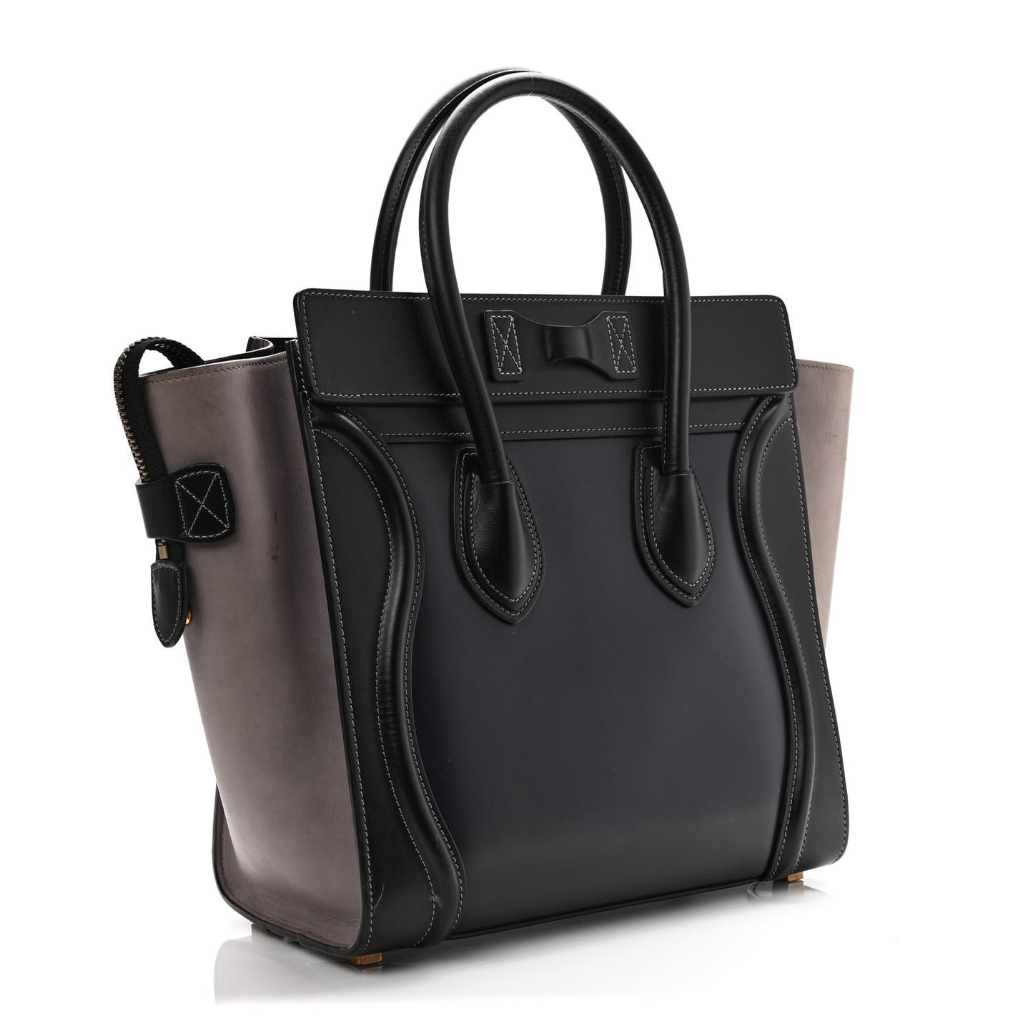 Glazed Calfskin Micro Tri-Color Luggage Dark Blue