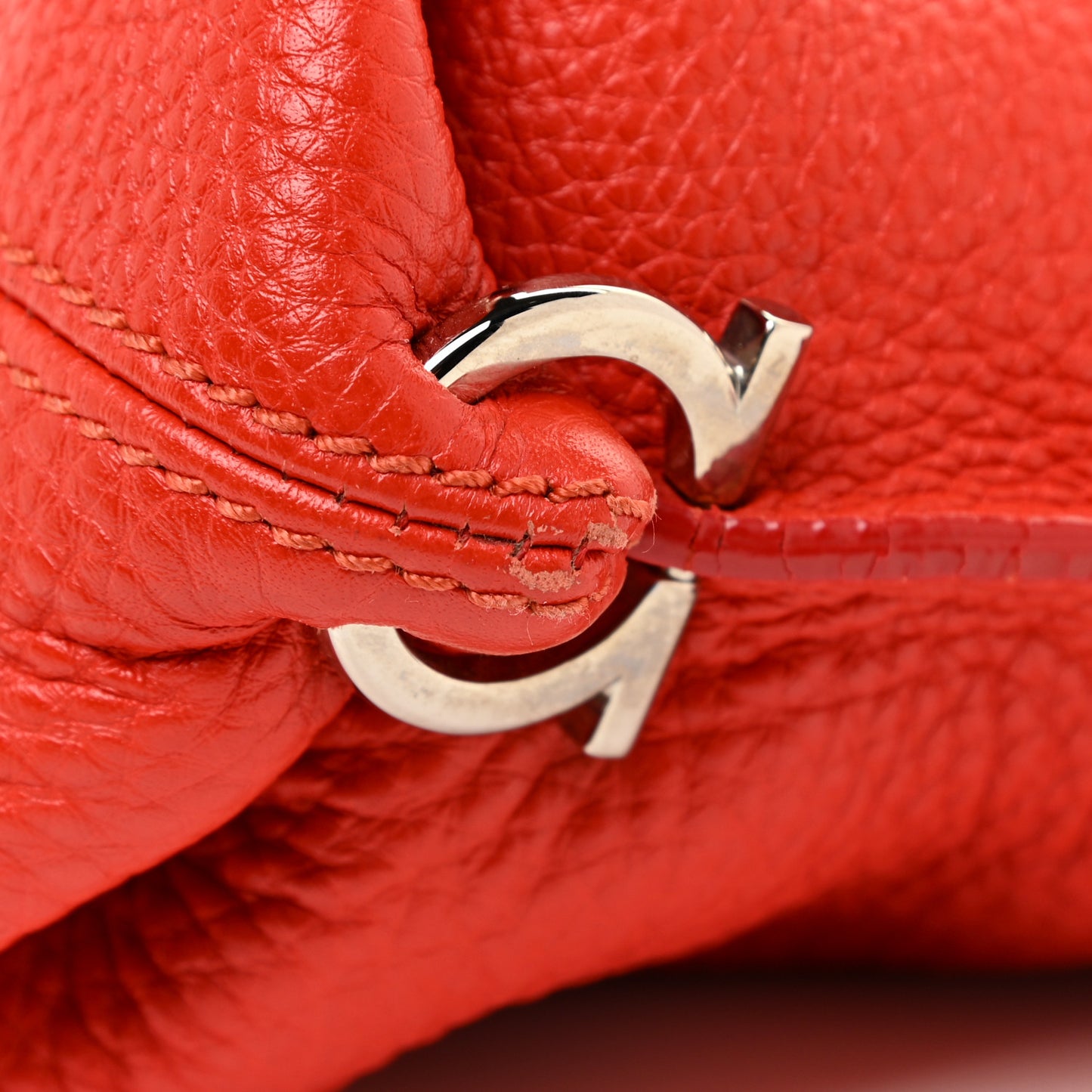 Grained Calfskin Sofia Satchel Red