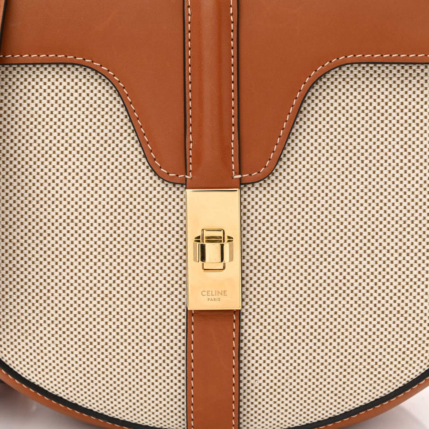 Textile Natural Calfskin Medium Besace 16 Tan