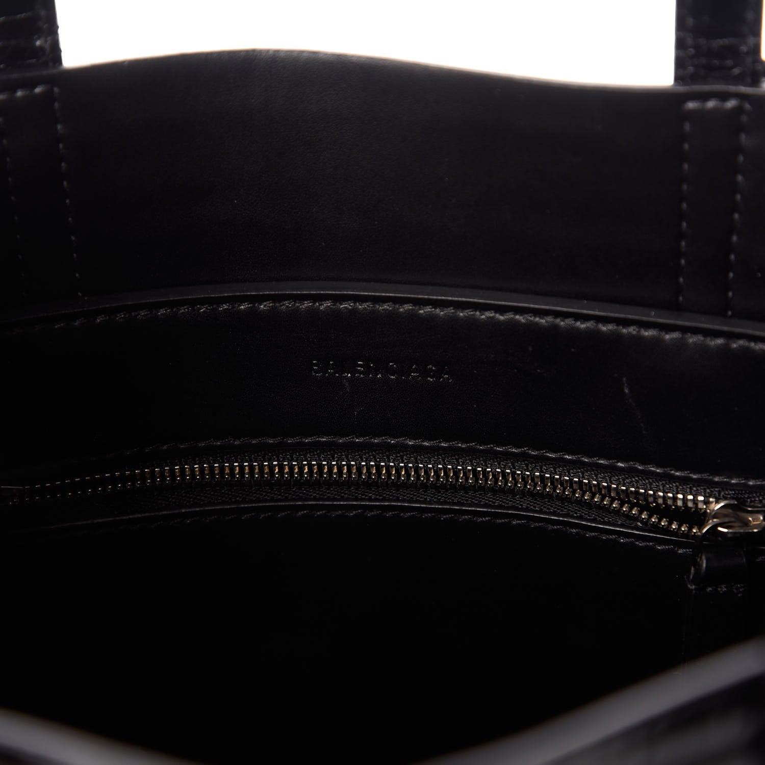 Balenciaga Crocodile Embossed Calfskin Small Everyday Tote Black 6 of 10
